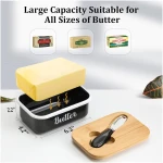 LANDNEOO Butter Dish with Lid and Butter Curler Knife - Unbreakable Stainless Steel Keeper Container with Double Silicone Sealing, for Kitchen Farmhouse Decor