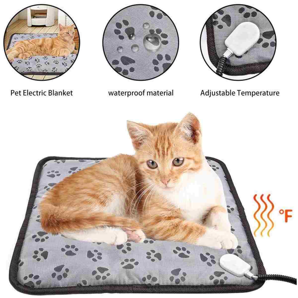 Large Dog Cat Heating Pad 34" x 21" Waterproof Pet Heated Dog Bed with Intelligent Constant Temperature Switch Add Chewy Resistant Steel Wire Rope,Dog Heating pad
