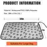Large Dog Cat Heating Pad 34" x 21" Waterproof Pet Heated Dog Bed with Intelligent Constant Temperature Switch Add Chewy Resistant Steel Wire Rope,Dog Heating pad