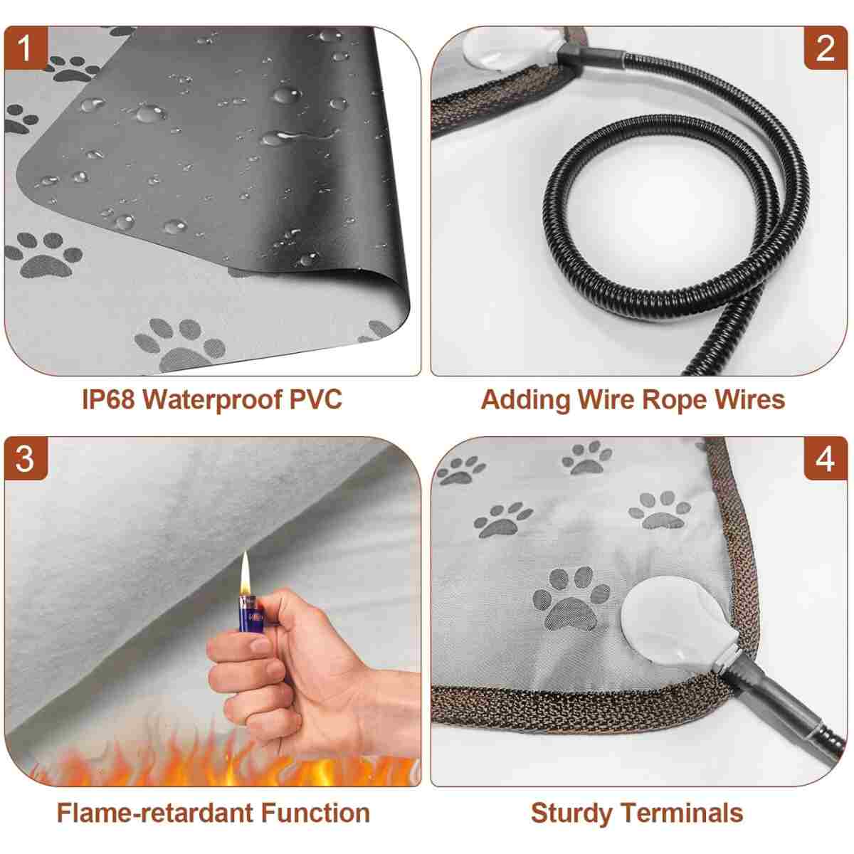 Large Dog Heating Pad 34x21in Waterproof Pet Heating Pad for Smart Thermostat Switch, Whelping Supplies Heated Dog Bed,Adding Wire Rope Wires Puppy Heating Pad Mat-Whelping Box...