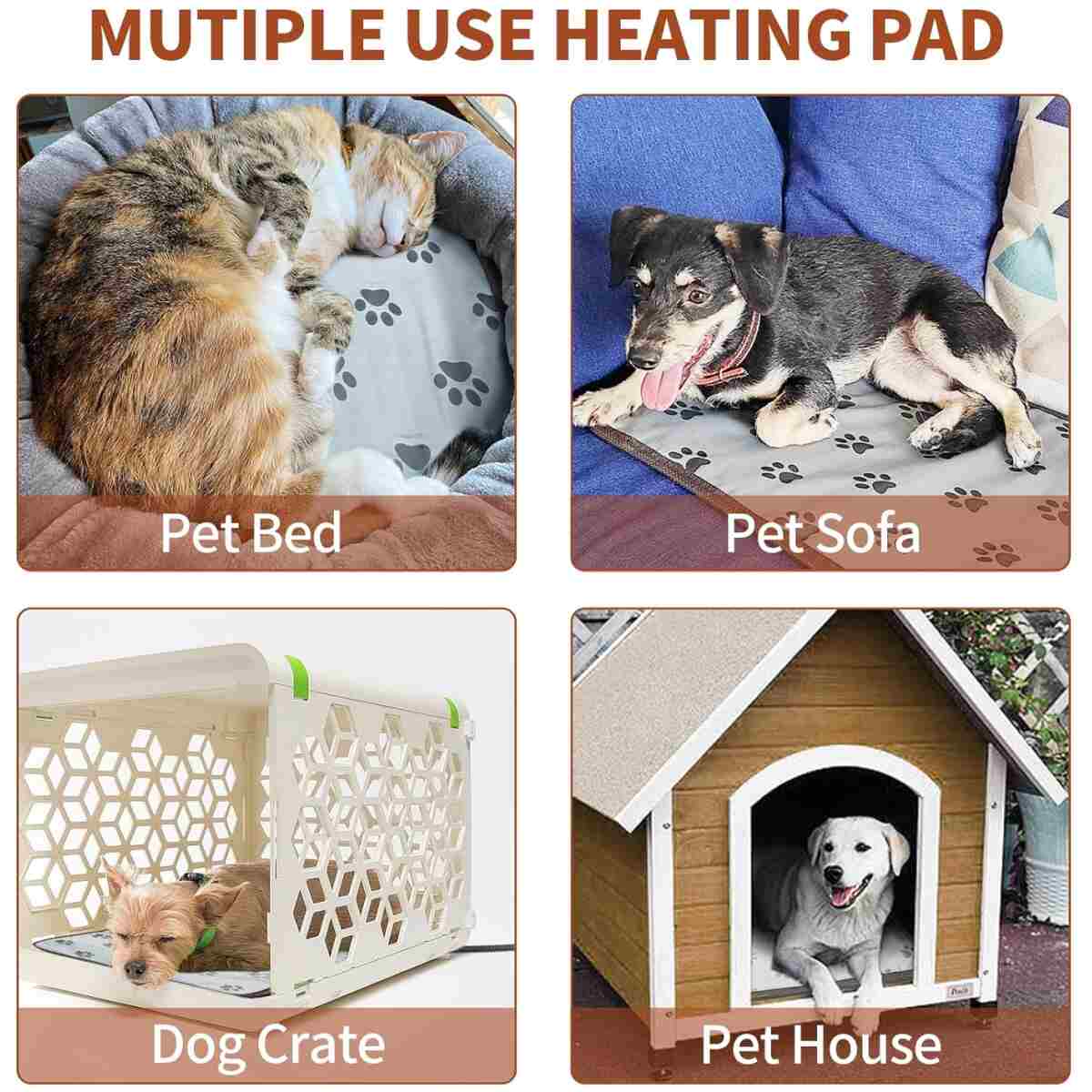 Large Dog Heating Pad 34x21in Waterproof Pet Heating Pad for Smart Thermostat Switch, Whelping Supplies Heated Dog Bed,Adding Wire Rope Wires Puppy Heating Pad Mat-Whelping Box...