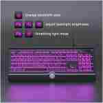 大字体背光电脑键盘，USB 全尺寸有线键盘，带 7 色背光、腕托、发光键盘，适用于 Windows、PC、笔记本电脑 - 易于查看，易于设置