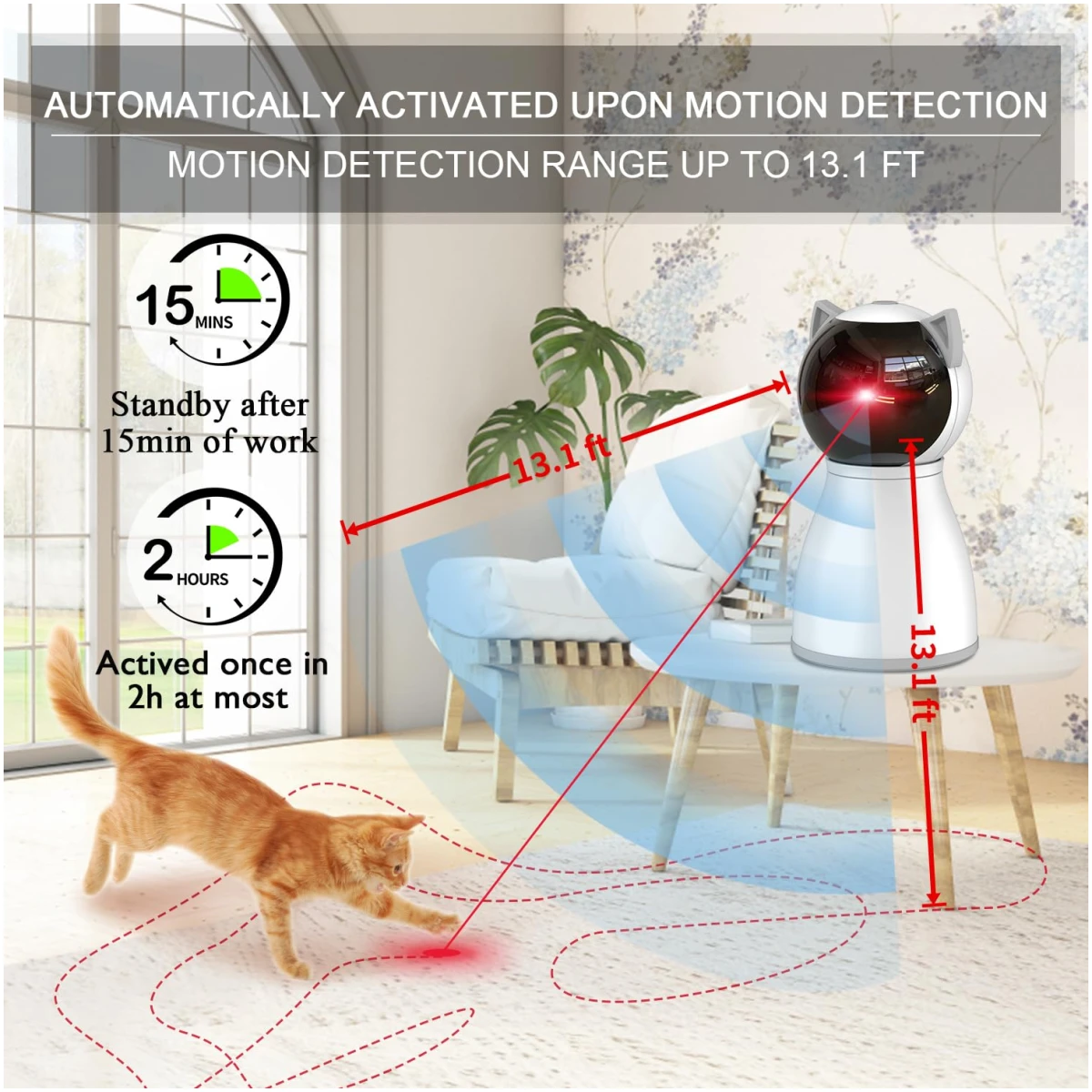 Laser Cat Toys for Indoor Cats,The 4th Generation Real Random Trajectory Motion Activated Rechargeable Automatic Cat Laser Toy,Interactive Cat Toys for Bored Indoor Adult...