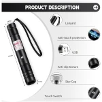 Laser Pointer High Power, Green Laser Pointer Indicator Light, Long Range Lazer Pointer for Hiking, USB Charge