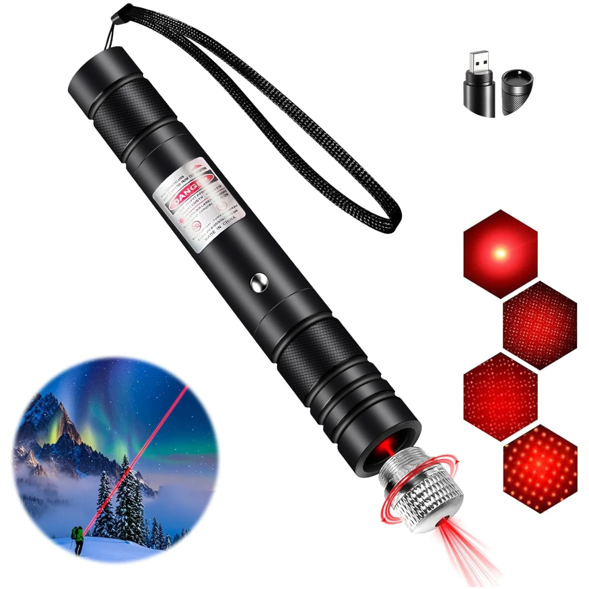 Laser Pointer High Power, Green Laser Pointer Indicator Light, Long Range Lazer Pointer for Hiking, USB Charge