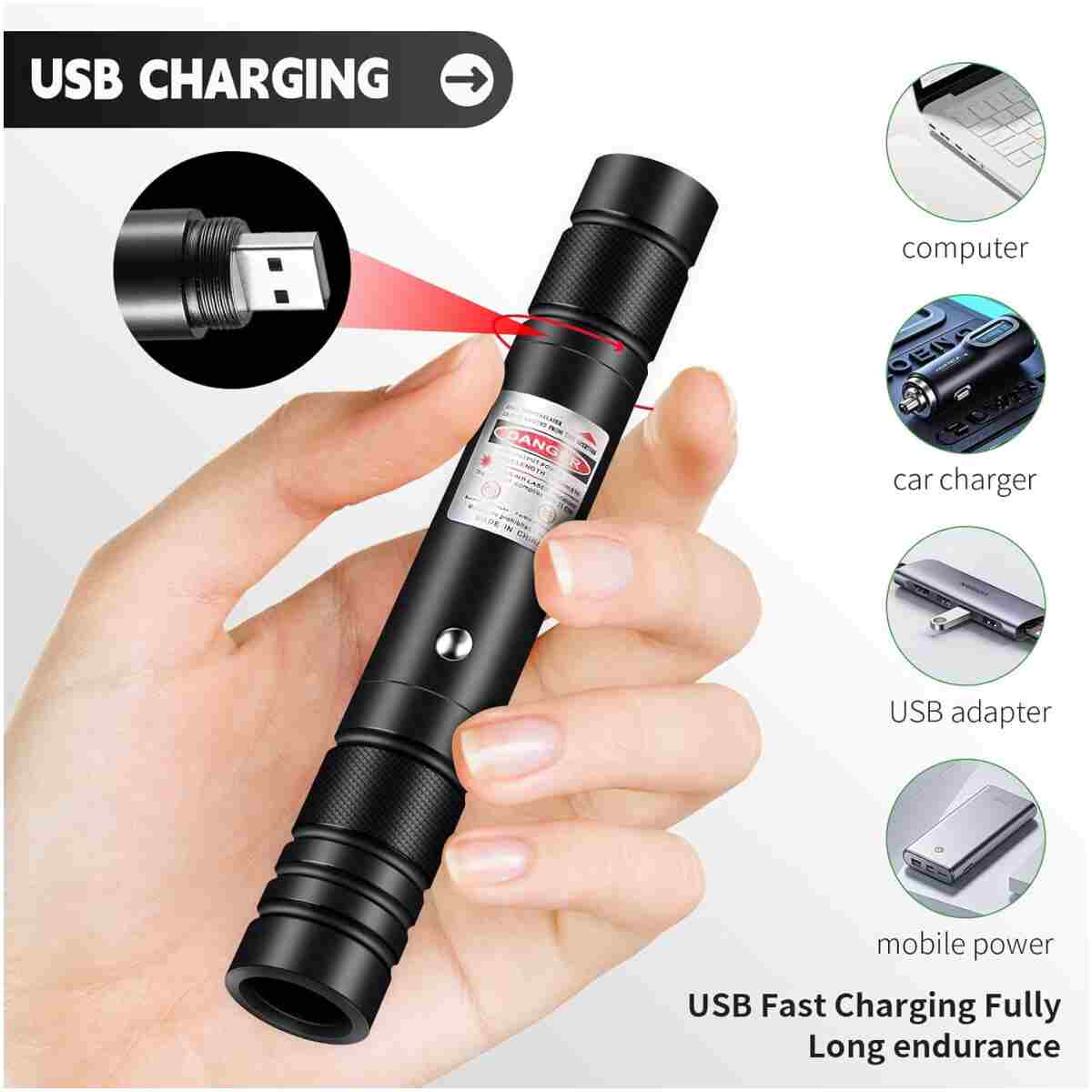 Laser Pointer High Power, Green Laser Pointer Indicator Light, Long Range Lazer Pointer for Hiking, USB Charge