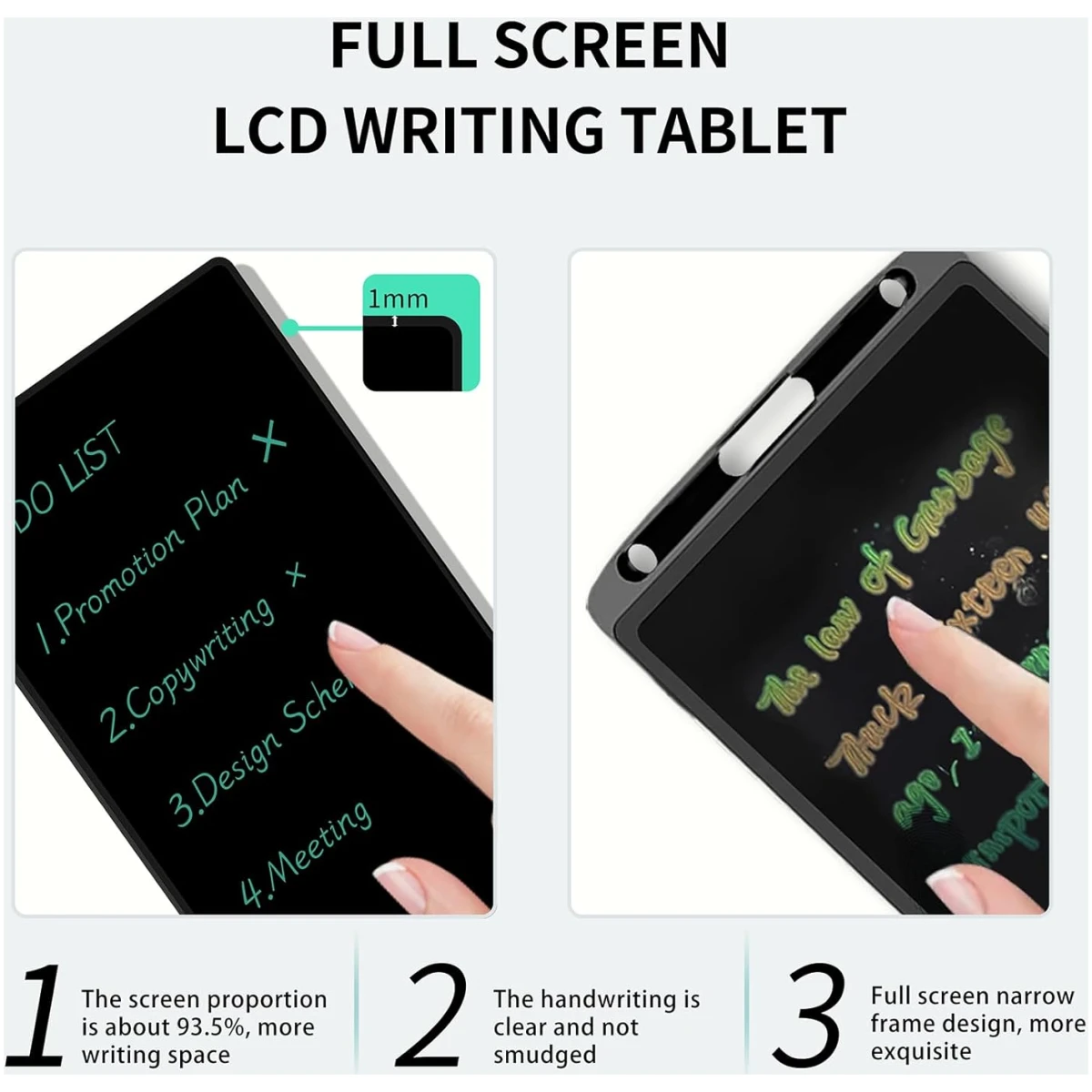 LCD Writing Tablet for Adult: 6.5 Inch Mini Full Screen Drawing Board Reusable Digital Notepad Portable Use for Office Study Teaching