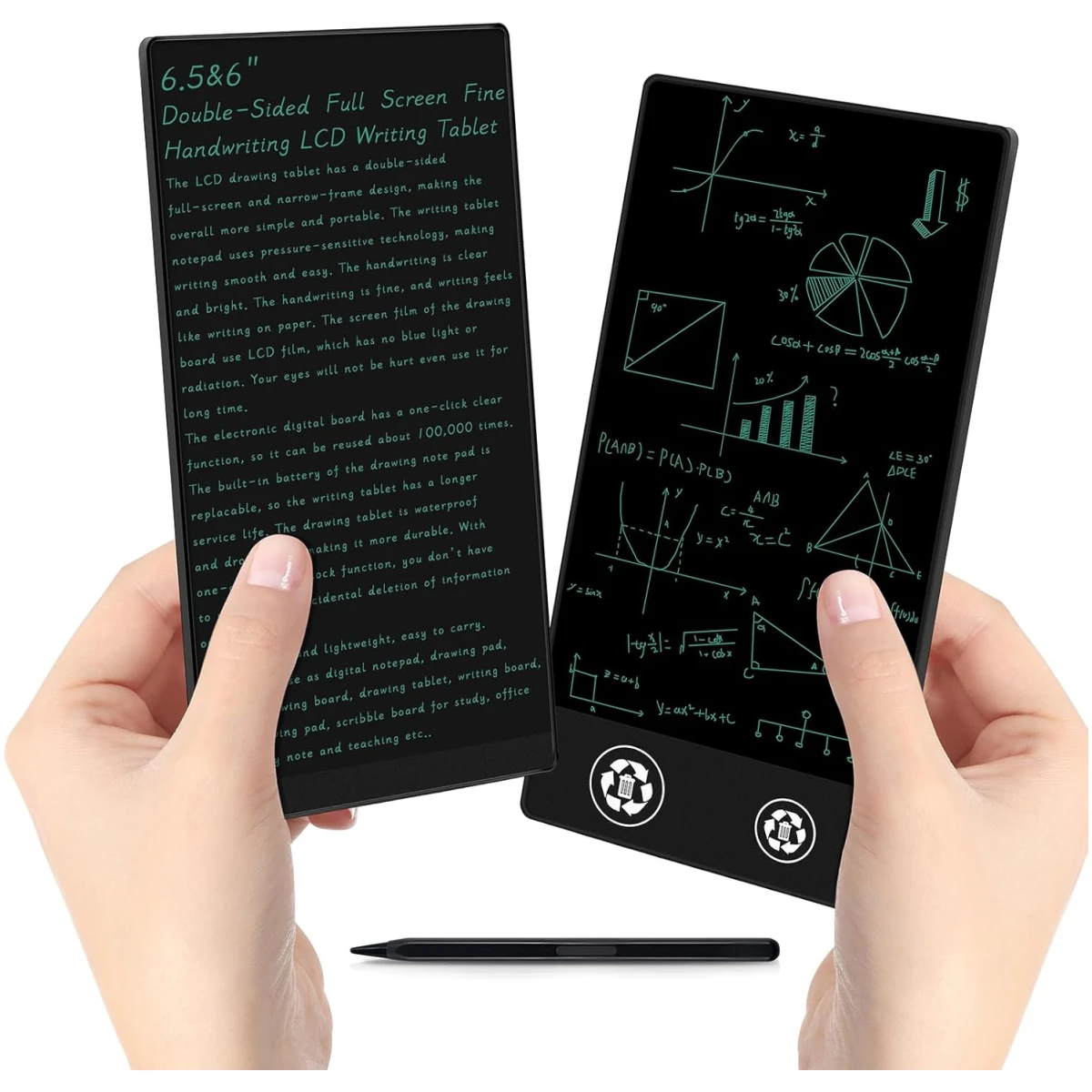 LCD Writing Tablet for Adult: 6.5 Inch Mini Full Screen Drawing Board Reusable Digital Notepad Portable Use for Office Study Teaching