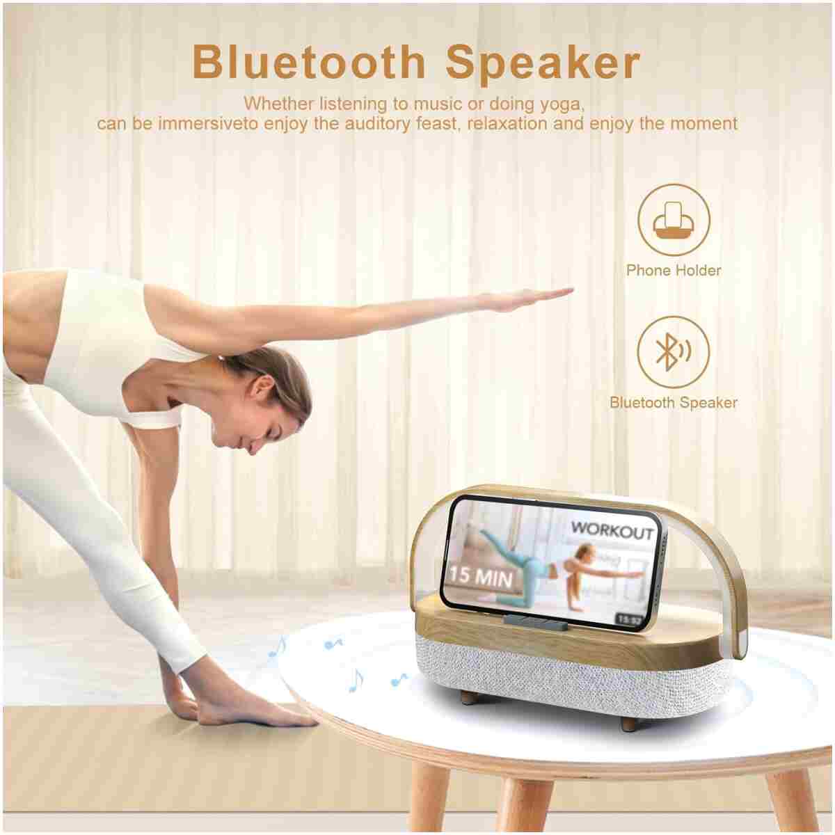 LED Bedside Lamp, Touch Lamps for Bedroom Nightstand, 4 in 1 Bedside Table Lamp with Wireless Charger, Portable Bluetooth Speaker, Phone Holder, Dimmable Charging Birthday Gifts...