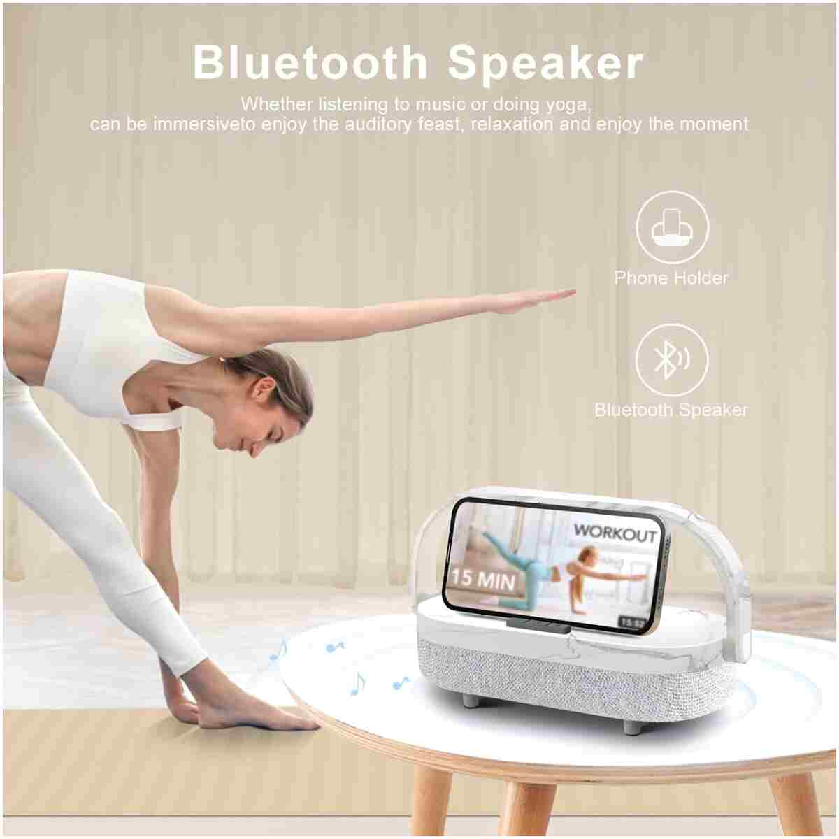 LED Bedside Lamp, Touch Lamps for Bedroom Nightstand, 4 in 1 Bedside Table Lamp with Wireless Charger, Portable Bluetooth Speaker, Phone Holder, Dimmable Charging Birthday Gifts...