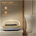 LED Bedside Lamp, Touch Lamps for Bedroom Nightstand, 4 in 1 Bedside Table Lamp with Wireless Charger, Portable Bluetooth Speaker, Phone Holder, Dimmable Charging Birthday Gifts...