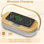 LED Bedside Lamp, Touch Lamps for Bedroom Nightstand, 4 in 1 Bedside Table Lamp with Wireless Charger, Portable Bluetooth Speaker, Phone Holder, Dimmable Charging Birthday Gifts...