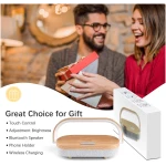 LED Bedside Lamp, Touch Lamps for Bedroom Nightstand, 4 in 1 Bedside Table Lamp with Wireless Charger, Portable Bluetooth Speaker, Phone Holder, Dimmable Charging Birthday Gifts...