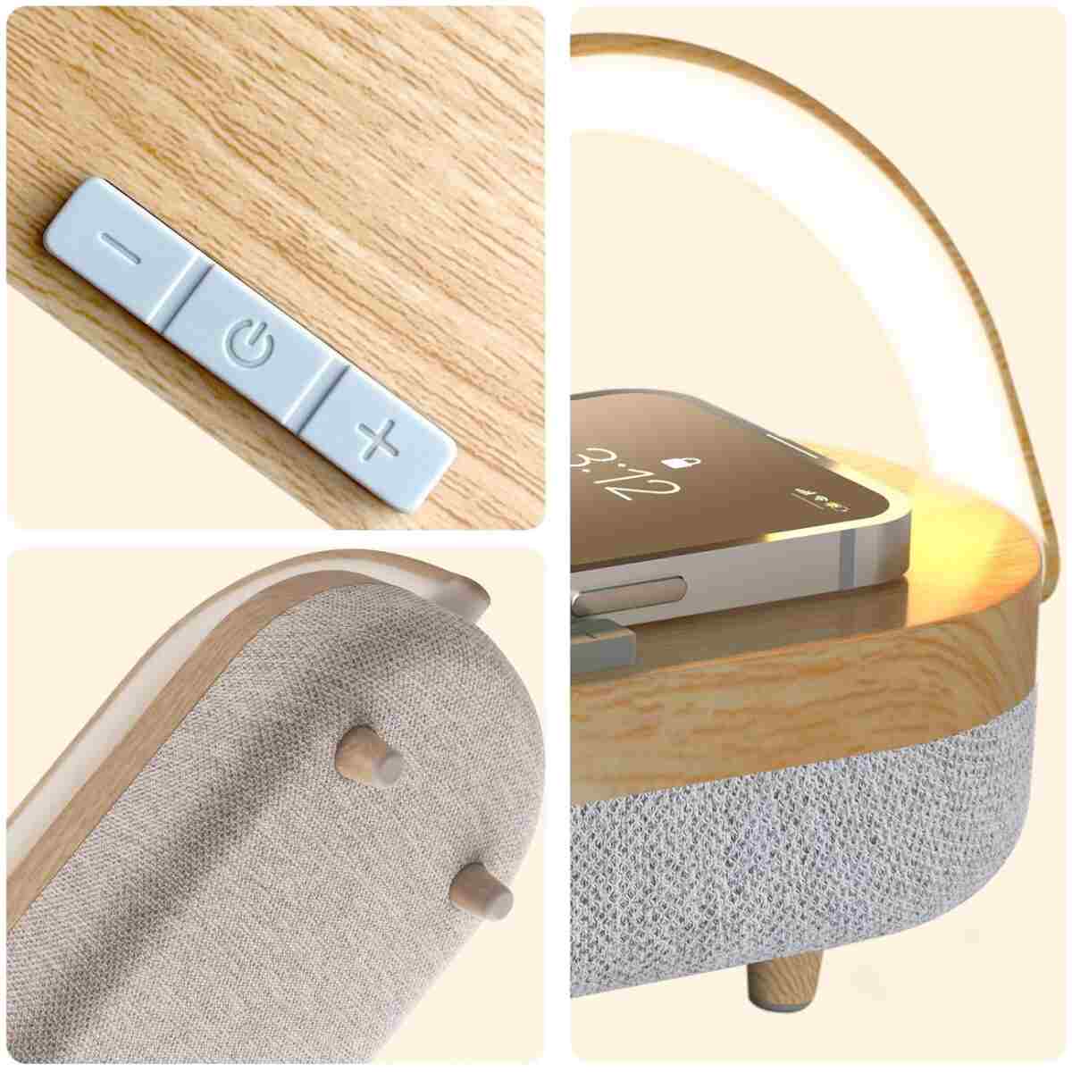 LED Bedside Lamp, Touch Lamps for Bedroom Nightstand, 4 in 1 Bedside Table Lamp with Wireless Charger, Portable Bluetooth Speaker, Phone Holder, Dimmable Charging Birthday Gifts...