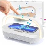 LED Bedside Lamp, Touch Lamps for Bedroom Nightstand, 4 in 1 Bedside Table Lamp with Wireless Charger, Portable Bluetooth Speaker, Phone Holder, Dimmable Charging Birthday Gifts...