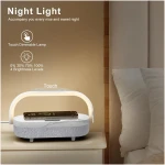 LED Bedside Lamp, Touch Lamps for Bedroom Nightstand, 4 in 1 Bedside Table Lamp with Wireless Charger, Portable Bluetooth Speaker, Phone Holder, Dimmable Charging Birthday Gifts...