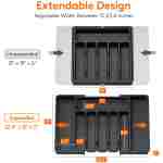 Lifewit Silverware Drawer Organizer, Expandable Utensil Tray for Kitchen, BPA Free Flatware and Cutlery Holder, Adjustable Plastic Storage for Spoons Forks Knives, Large, Black