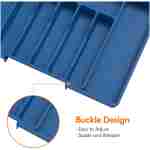 Lifewit Silverware Drawer Organizer, Expandable Utensil Tray for Kitchen, BPA Free Flatware and Cutlery Holder, Adjustable Plastic Storage for Spoons Forks Knives, Large, Dark Blue