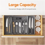 Lifewit Silverware Drawer Organizer, Expandable Utensil Tray for Kitchen, BPA Free Flatware and Cutlery Holder, Adjustable Plastic Storage for Spoons Forks Knives, Large, Dark Gray
