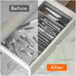 Lifewit Silverware Drawer Organizer, Expandable Utensil Tray for Kitchen, BPA Free Flatware and Cutlery Holder, Adjustable Plastic Storage for Spoons Forks Knives, Large, Dark Gray