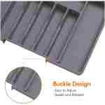 Lifewit Silverware Drawer Organizer, Expandable Utensil Tray for Kitchen, BPA Free Flatware and Cutlery Holder, Adjustable Plastic Storage for Spoons Forks Knives, Large, Dark Gray