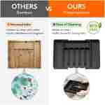 Lifewit Silverware Drawer Organizer, Expandable Utensil Tray for Kitchen, BPA Free Flatware and Cutlery Holder, Adjustable Plastic Storage for Spoons Forks Knives, Large, Black