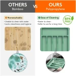 Lifewit Silverware Drawer Organizer, Expandable Utensil Tray for Kitchen, BPA Free Flatware and Cutlery Holder, Adjustable Plastic Storage for Spoons Forks Knives, Large, Green