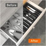 Lifewit Silverware Drawer Organizer, Expandable Utensil Tray for Kitchen, BPA Free Flatware and Cutlery Holder, Adjustable Plastic Storage for Spoons Forks Knives, Large, Black