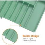 Lifewit Silverware Drawer Organizer, Expandable Utensil Tray for Kitchen, BPA Free Flatware and Cutlery Holder, Adjustable Plastic Storage for Spoons Forks Knives, Large, Green