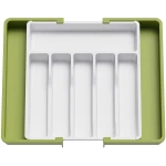 Lifewit Silverware Drawer Organizer, Expandable Utensil Tray for Kitchen, BPA Free Flatware and Cutlery Holder, Adjustable Plastic Storage for Spoons Forks Knives, Large, Green