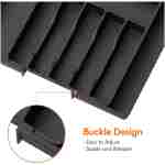 Lifewit Silverware Drawer Organizer, Expandable Utensil Tray for Kitchen, BPA Free Flatware and Cutlery Holder, Adjustable Plastic Storage for Spoons Forks Knives, Large, Black