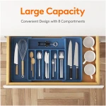 Lifewit Silverware Drawer Organizer, Expandable Utensil Tray for Kitchen, BPA Free Flatware and Cutlery Holder, Adjustable Plastic Storage for Spoons Forks Knives, Large, Dark Blue