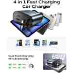LISEN Retractable Car Charger [69W USB C Car Accessories Adapter ] for iPhone 16 USB C Charger Fast Charging, Travel Essentials Gifts for Women Men, Road Trip Essentials for...