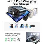 LISEN Retractable Car Charger [69W USB C Car Accessories Adapter ] for iPhone 16 USB C Charger Fast Charging, Travel Essentials Gifts for Women Men, Road Trip Essentials for...