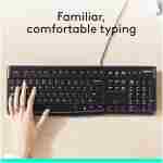 Logitech K120 Wired Keyboard for Windows, Plug and Play, Full-Size, Spill-Resistant, Curved Space Bar, Compatible with PC, Laptop - Black