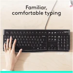 Logitech K120 Wired Keyboard for Windows, Plug and Play, Full-Size, Spill-Resistant, Curved Space Bar, Compatible with PC, Laptop - Black