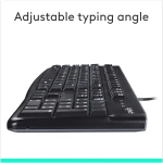 Logitech K120 Wired Keyboard for Windows, Plug and Play, Full-Size, Spill-Resistant, Curved Space Bar, Compatible with PC, Laptop - Black
