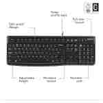 Logitech K120 Wired Keyboard for Windows, Plug and Play, Full-Size, Spill-Resistant, Curved Space Bar, Compatible with PC, Laptop - Black