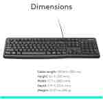 Logitech K120 Wired Keyboard for Windows, Plug and Play, Full-Size, Spill-Resistant, Curved Space Bar, Compatible with PC, Laptop - Black
