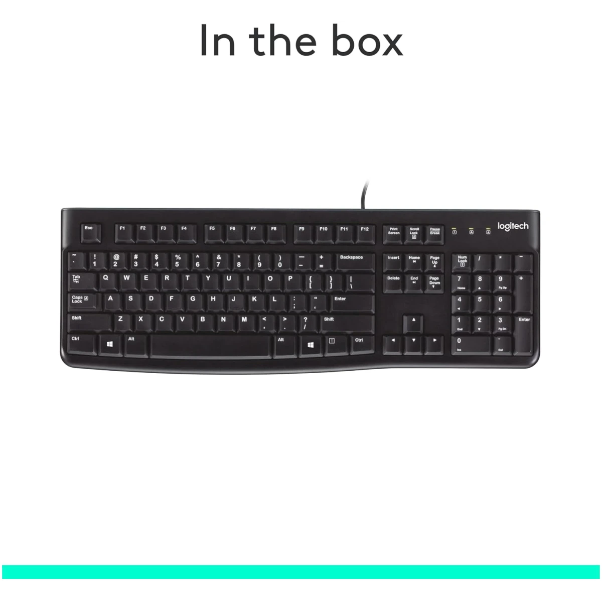 Logitech K120 Wired Keyboard for Windows, Plug and Play, Full-Size, Spill-Resistant, Curved Space Bar, Compatible with PC, Laptop - Black
