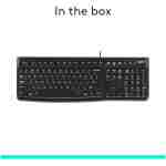 Logitech K120 Wired Keyboard for Windows, Plug and Play, Full-Size, Spill-Resistant, Curved Space Bar, Compatible with PC, Laptop - Black