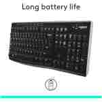 Logitech K270 Wireless Keyboard for Windows, 2.4 GHz Wireless, Full-Size, Number Pad, 8 Multimedia Keys, 2-Year Battery Life, Compatible with PC, Laptop, Black