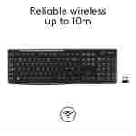 Logitech K270 Wireless Keyboard for Windows, 2.4 GHz Wireless, Full-Size, Number Pad, 8 Multimedia Keys, 2-Year Battery Life, Compatible with PC, Laptop, Black