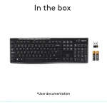 Logitech K270 Wireless Keyboard for Windows, 2.4 GHz Wireless, Full-Size, Number Pad, 8 Multimedia Keys, 2-Year Battery Life, Compatible with PC, Laptop, Black