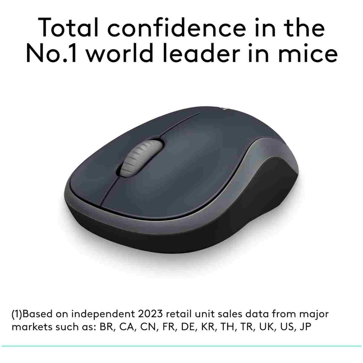 Logitech M185 Wireless Mouse, 2.4GHz with USB Mini Receiver, 12-Month Battery Life, 1000 DPI Optical Tracking, Ambidextrous PC/Mac/Laptop - Swift Grey