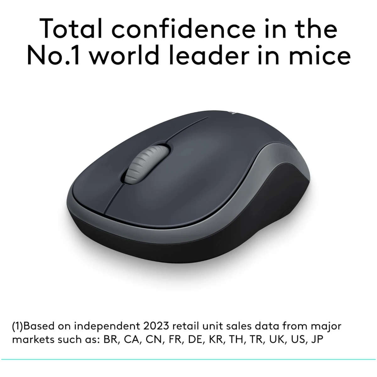 Logitech M185 Wireless Mouse, 2.4GHz with USB Mini Receiver, 12-Month Battery Life, 1000 DPI Optical Tracking, Ambidextrous PC/Mac/Laptop - Swift Grey