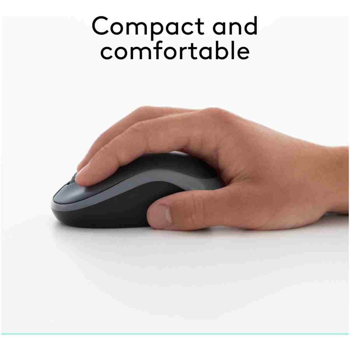 Logitech M185 Wireless Mouse, 2.4GHz with USB Mini Receiver, 12-Month Battery Life, 1000 DPI Optical Tracking, Ambidextrous PC/Mac/Laptop - Swift Grey