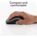 Logitech M185 Wireless Mouse, 2.4GHz with USB Mini Receiver, 12-Month Battery Life, 1000 DPI Optical Tracking, Ambidextrous PC/Mac/Laptop - Swift Grey