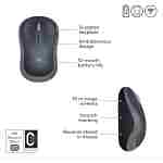 Logitech M185 Wireless Mouse, 2.4GHz with USB Mini Receiver, 12-Month Battery Life, 1000 DPI Optical Tracking, Ambidextrous PC/Mac/Laptop - Swift Grey
