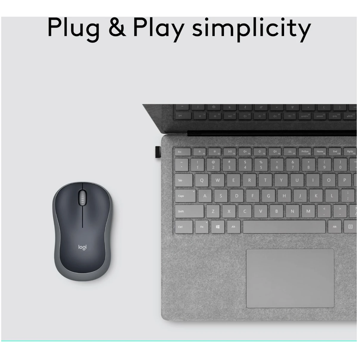 Logitech M185 Wireless Mouse, 2.4GHz with USB Mini Receiver, 12-Month Battery Life, 1000 DPI Optical Tracking, Ambidextrous PC/Mac/Laptop - Swift Grey